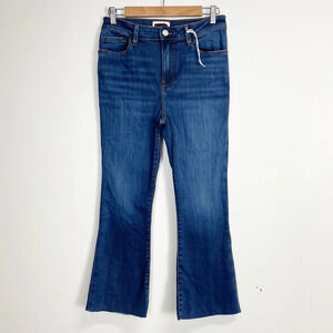 NEW Frame Le Crop Mini Boot Jeans Womens 28 Blue Raw Hem NWOT